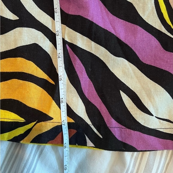 WHO WHAT WEAR LINENBLEND GRAPHIC SKIRT SZ MED ELASTIC WAIST POCKETS SELF-BELT - Picture 8 of 8